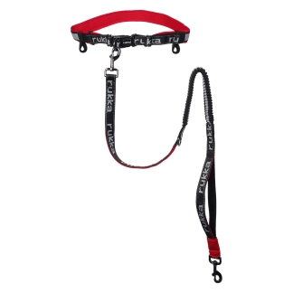 Rukka pets Hike belt+leash - vôdzka a opasok na behanie so psom, červená (M)